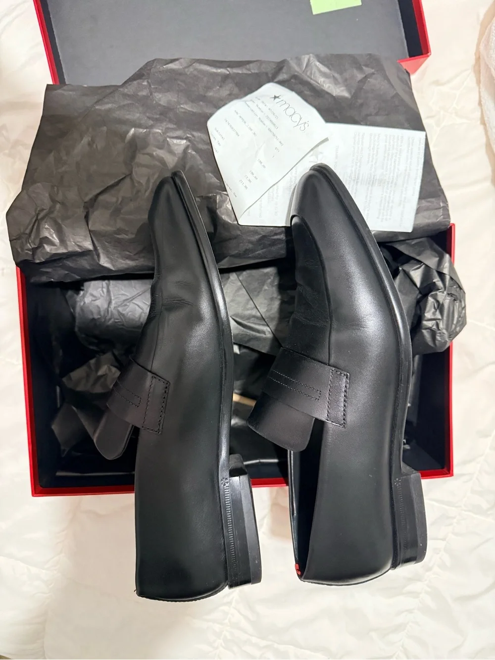 USED Hugo Boss Black Leather Penny Loafers